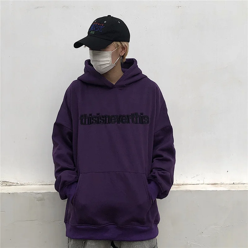 Woherb Harajuku Bf толстовки для женщин Письмо вышивка длинный рукав пуловер с капюшоном, толстовка Свободный Ретро кардиган-пончо 90678