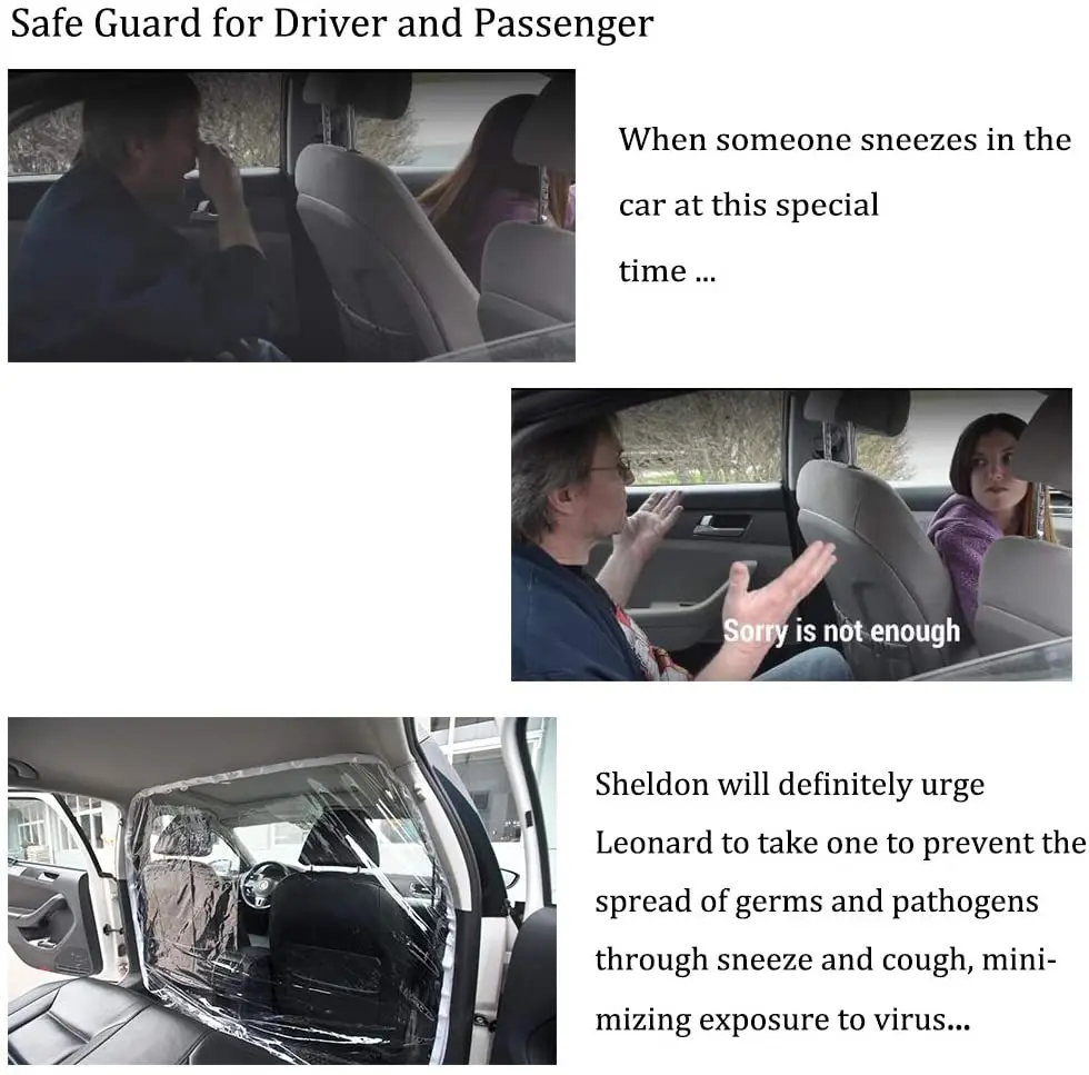 Alittle Auto Isolation Film Schutzabdeckung Auto Sicherheit Trennwand Bildschirm klar für Taxifahrer Kunststoff Anti-Fog Full 1,4x2 m 