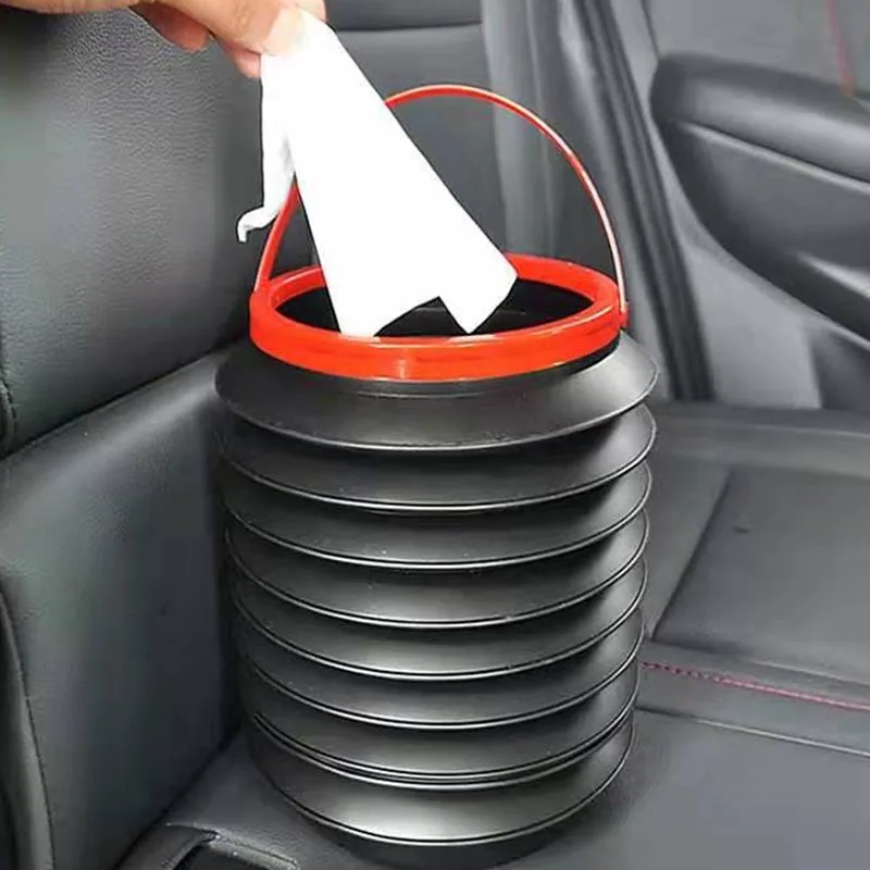 Auto Round Leak-proof Folding Storage Bin Car Portable Telescopic Trash Can Mini Household Outdoor Retractable Water Bucket 4L C |
