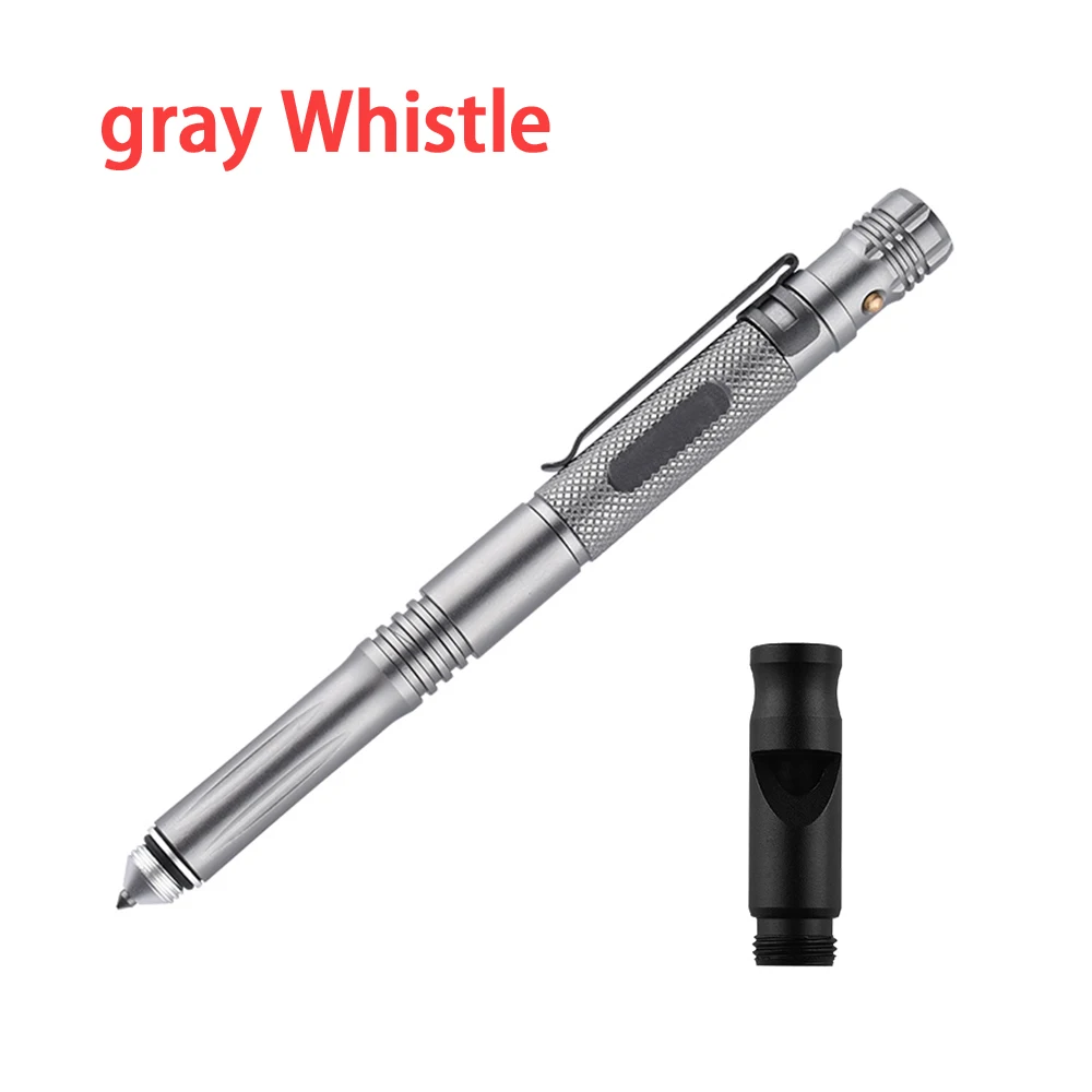 gray Tactical Pen Тактическая ручка для самозащиты Мультитул для личной защиты/свисток тактическая ручка для кемпинга светодиодный фонарик отвертка стеклянный выключатель - Цвет: gray Tactical Pen