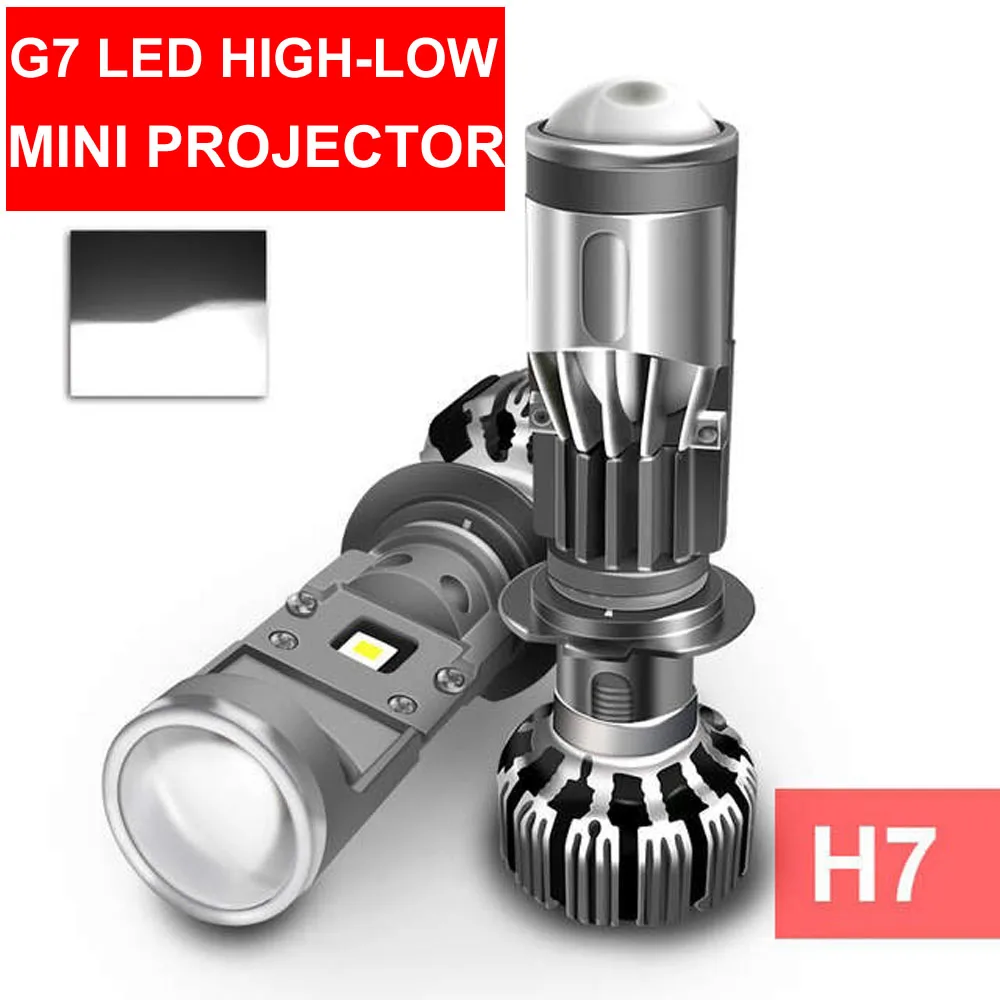 2x H4 H7 G7 светодиодный Hi-Low мини-проектор Объектив фары для автомобиля мотоцикла прозрачная режущая линия луча супер турбо вентилятор 12 в 5500 к 55 Вт 8000 лм