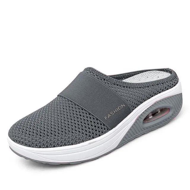 Women Sandals Fashion Wedges Platform Shoes Female Slides Women's Slippers Breathable Mesh Lightweight Ladies Footwear Dark Gray