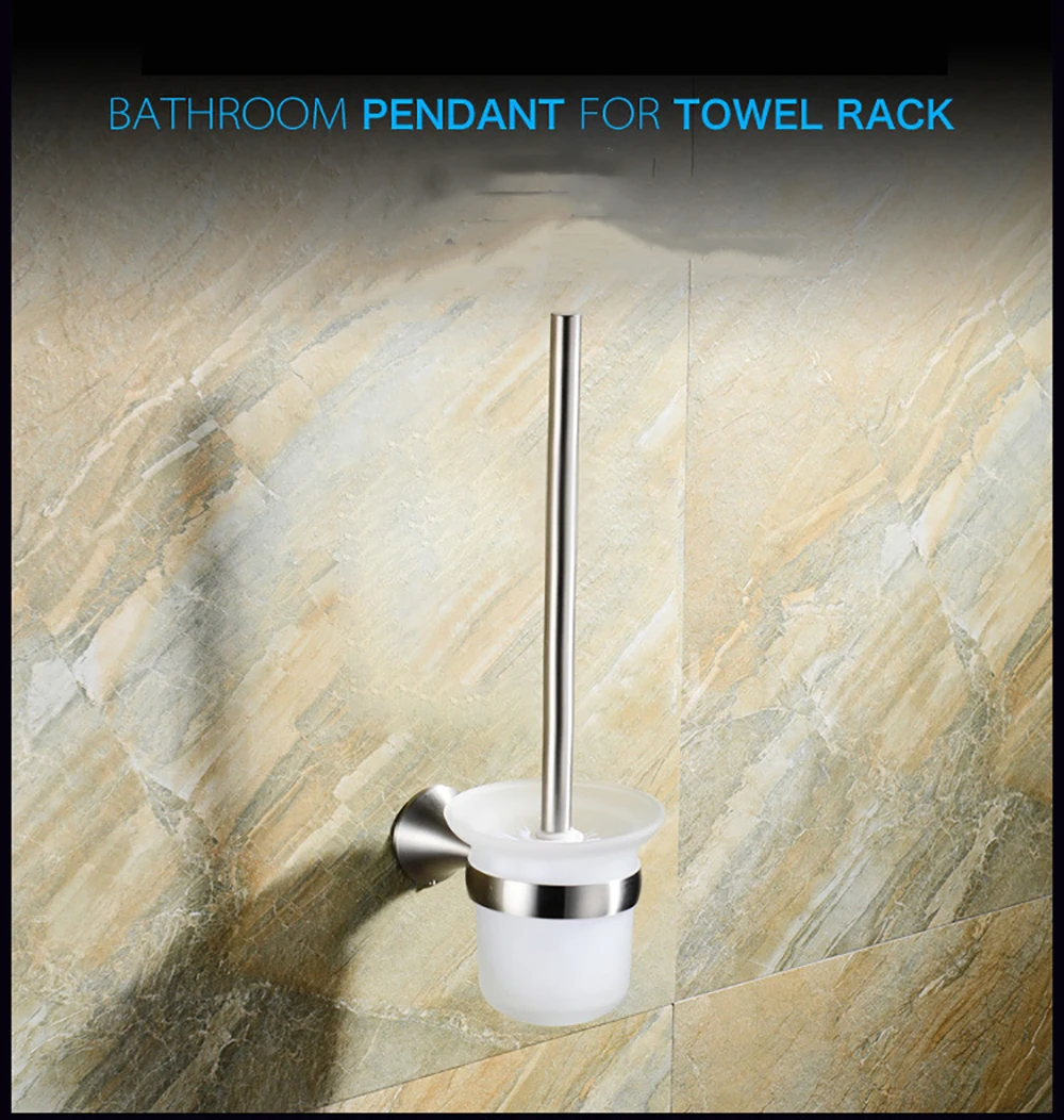 Toilet Brush Holders Новинка, SUS 304, набор из нержавеющей стали для ванной комнаты, Серебряный Матовый держатель для бумаги, держатель для зубной щетки, держатель для полотенец, аксессуары для ванной комнаты - Цвет: Toilet Brush Holders