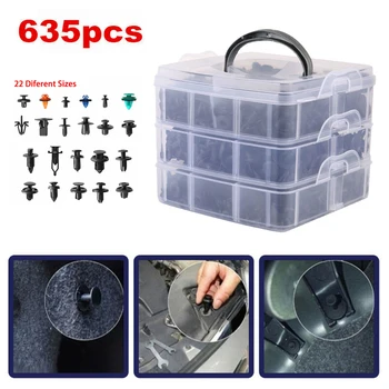 

Fasteners Rivet Trim Panel Moulding Clip Black 22 types Kit Auto Body Plastic