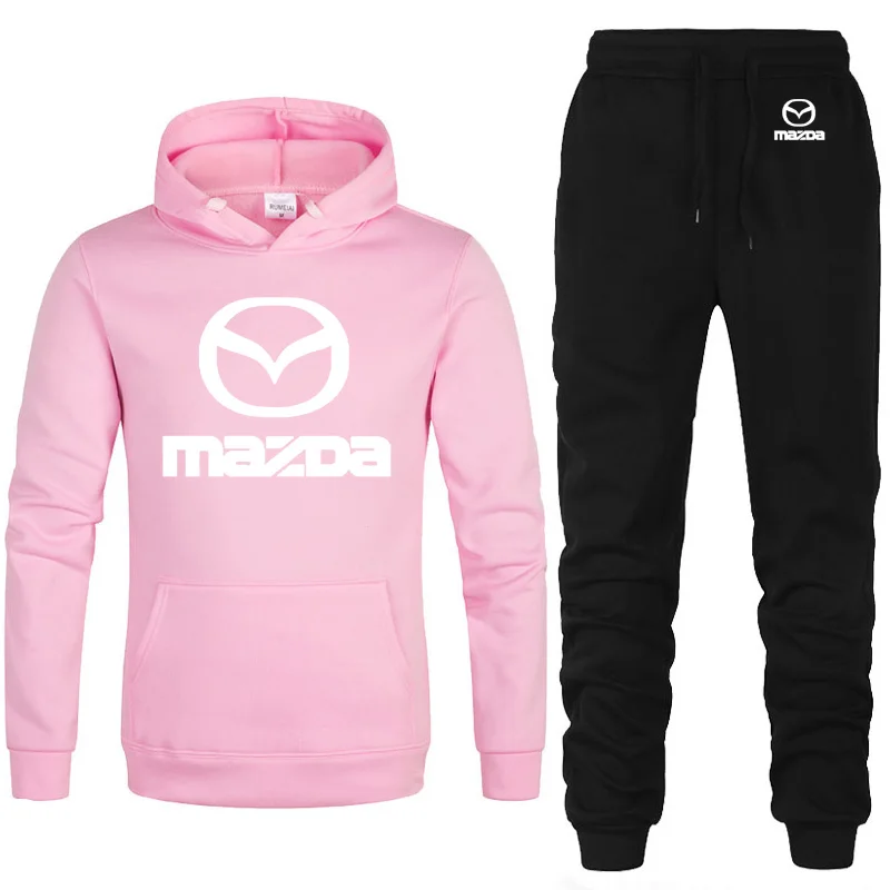 Мужские толстовки с капюшоном с логотипом Mazda, унисекс, модная мужская толстовка с капюшоном в стиле хип-хоп, harajuku, повседневные флисовые худи, штаны, костюм из 2 предметов - Цвет: 804