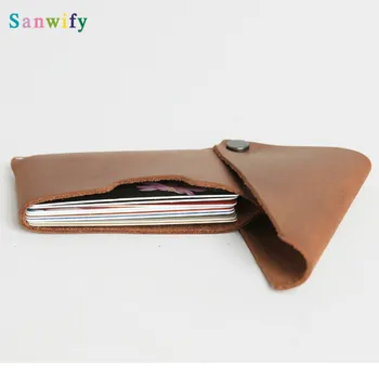 

Slim Cowhide Genuine Leather Wallet Pocket Card Holder Cash Business Purse Magic Id Cards Driver License Case Handmade