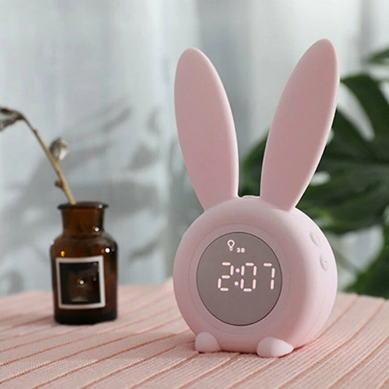 

LED Digital Alarm Clock Electronic USB Sound Control Rabbit Shape Night Lamp Desk Clock Cute Bunny Ear Clock Home Decoration New