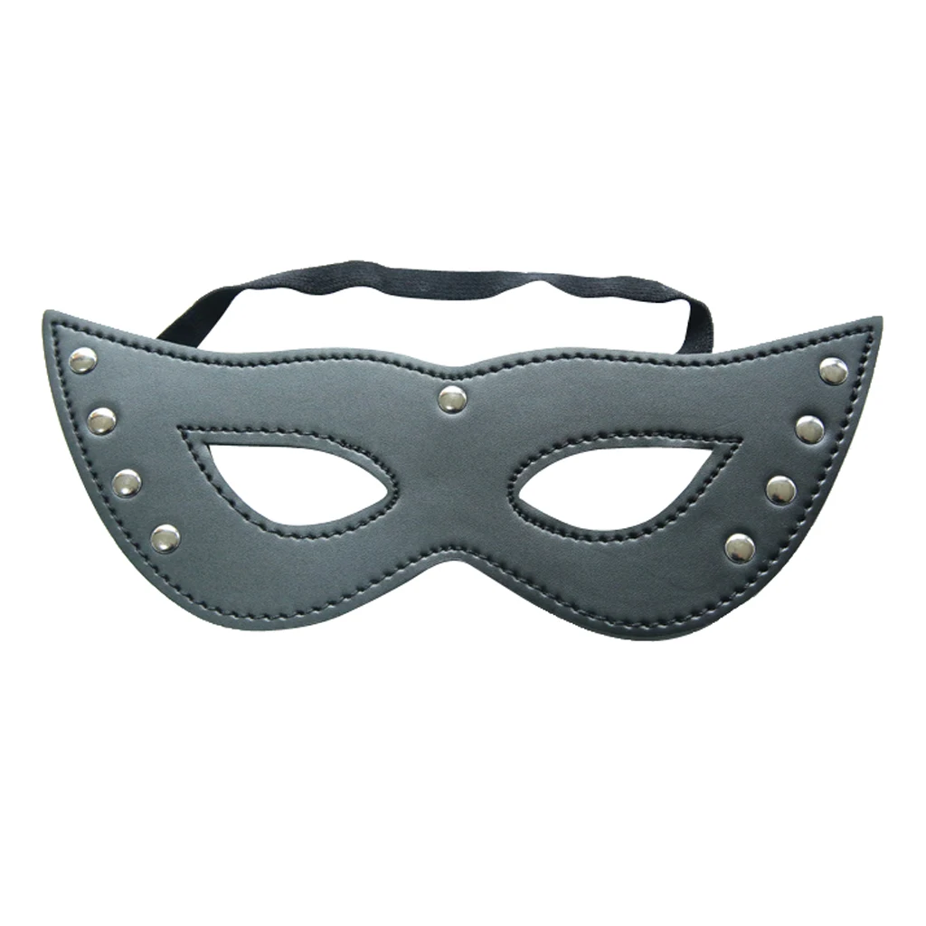 Womens Ladies Fashion and Sexy Lowrie Shaped Eye Mask with Elastic Strap Leather Cosplay Role Play Party Costume 
