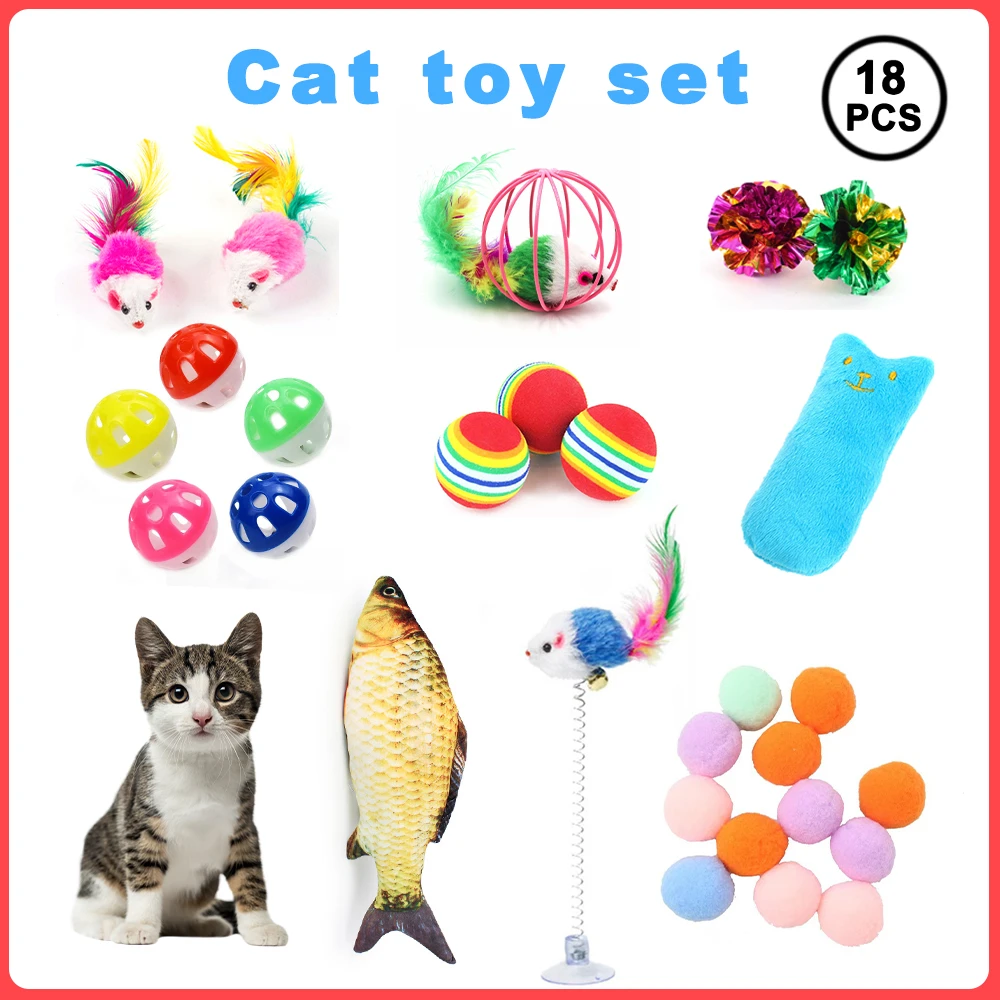 Cat Toy Set Funny Pet Interactive Fish Mouse Ball Catnip Toy Teaser Kittens Toys Goods Cats Games Accessories Supplies For
