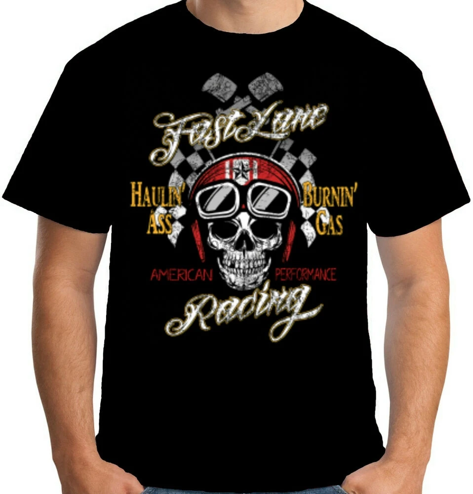 Мужская футболка Fast Lane Racing Hot Rat Rod Skull Driver W17061 |