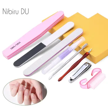 

Nail Exfoliating Tools Set Nail File Cuticle Pusher Clipper Brush Manicure Beauty Art Kit 8pcs Professional Makeup Tools
