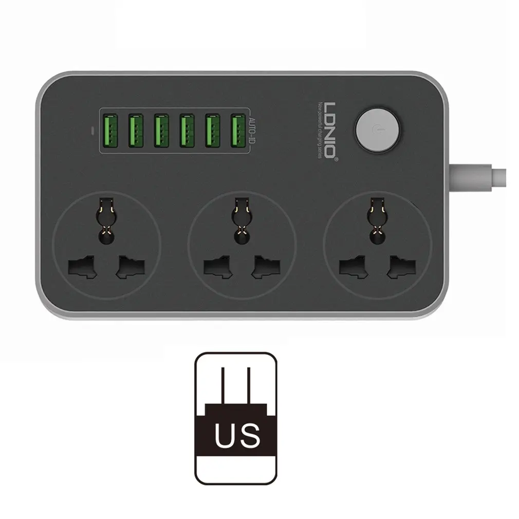 3 гнезда+ 6 usb портов USB силовая полоса умный дом защита розетки от скачков напряжения Быстрая зарядка домашний удлинитель патч-плата для ЕС/США/Великобритании