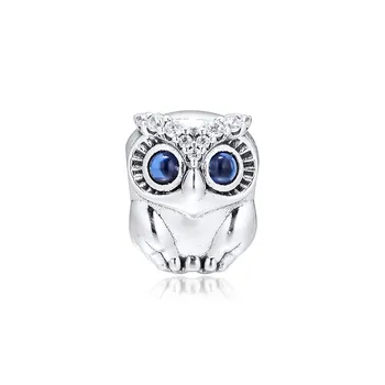 

Sparkling Owl Big Eyes Crystal Beads for Charms Bracelets 2019 Autumn 925 Sterling Silver Jewelry Charm Beads for Jewelry Making