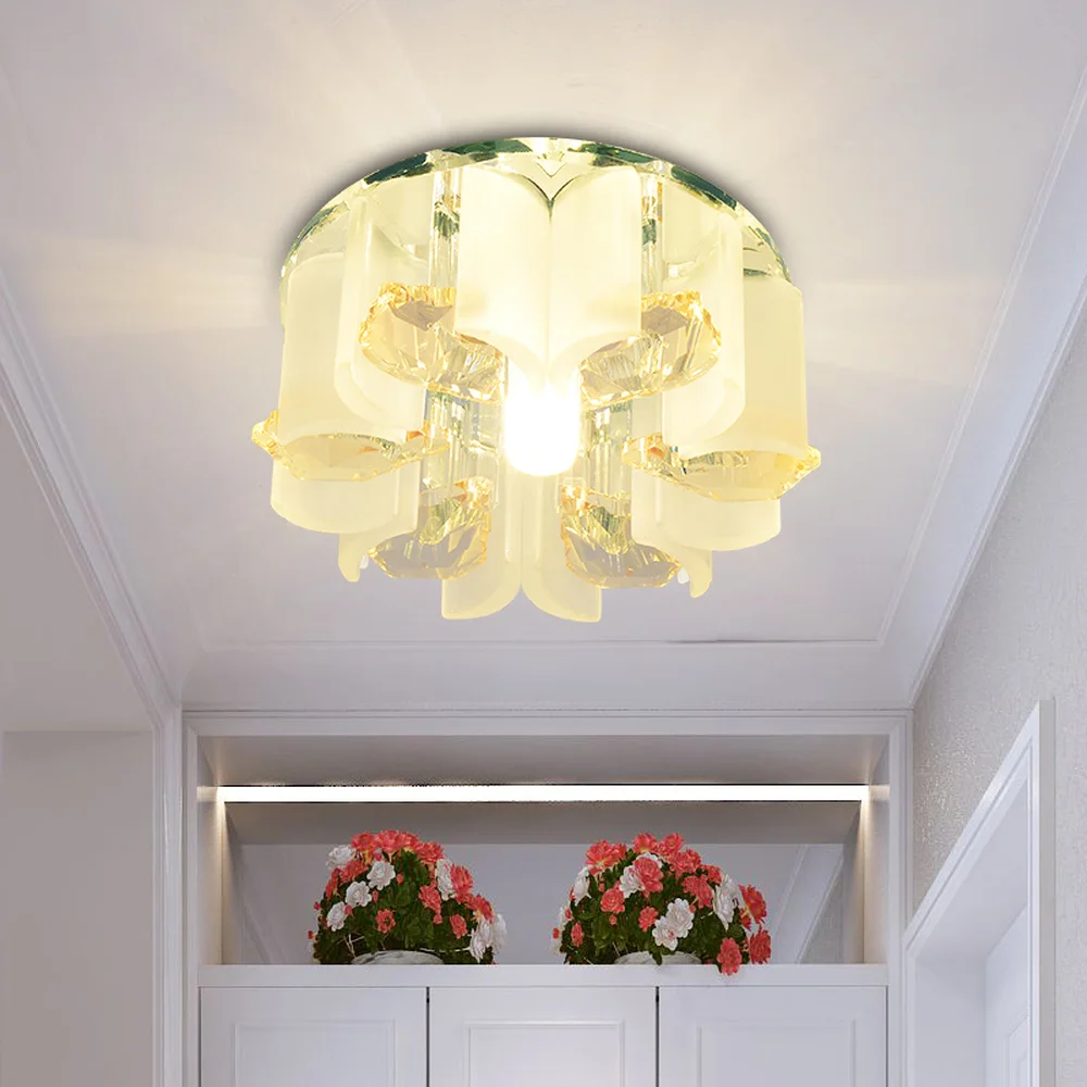 

LED Round Small Crystal Ceiling Light Ceiling Lamp 5W Embedded TV Background Light Home Aisle Corridor Lighting mx12111444