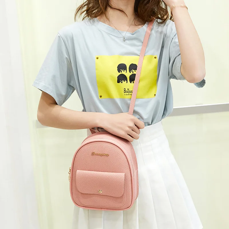  Backpack Women Leather Shoulder Bag for Teenage Girls Kids Multi-Function Small Bagpack Female Ladi - 4000279429746