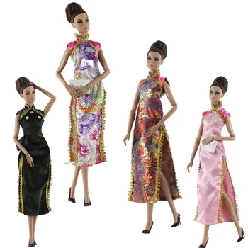 

Floral Dress For Barbie Dolls Clothes Gown Chinese Qipao Cheongsam Evening Dresses For Barbie Dolls Outfits 1/6 Doll Accessories