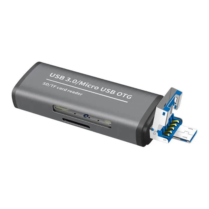 Металлический 2в1 USB3.0/Micro USB для SD/Micro SD карт памяти Micro USB OTG адаптер для MacBook samsung huawei Xiaomi ПК ноутбука