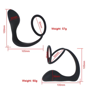 Silicone Anal Plug Erotic Toy Male Prostate Massager Double Penis Ring Butt Plug For Men Erotic Adult Sex Toys For Man Cock Ring 2
