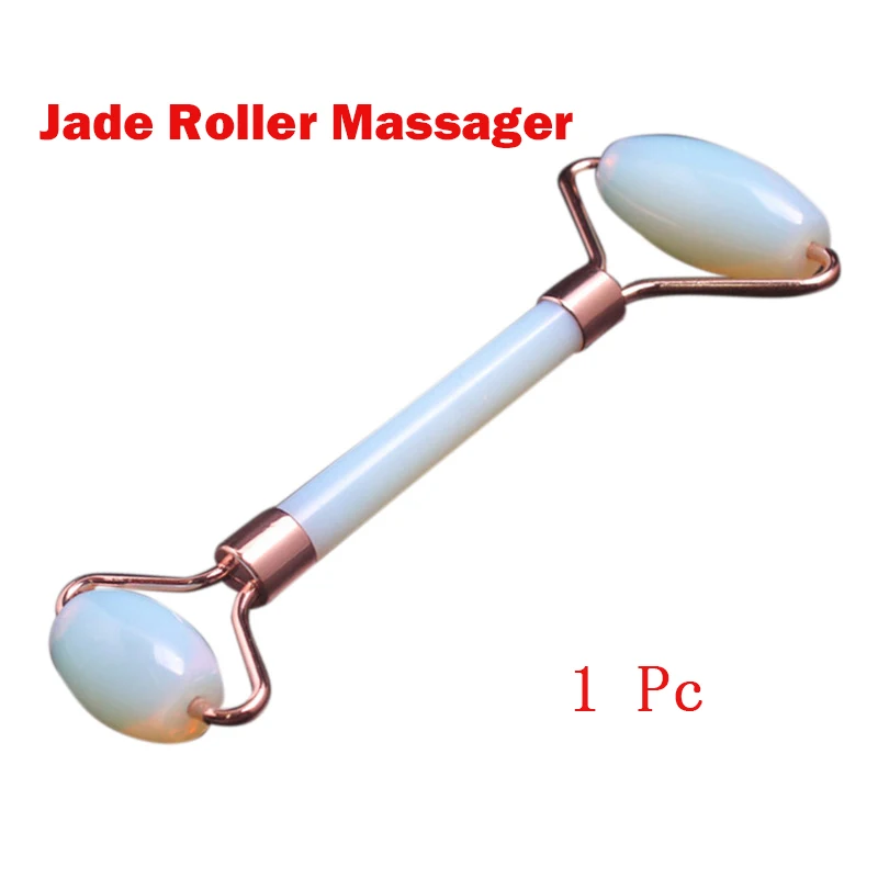 as picture 1pcs New Slimming Face Massager Lifting Tool Rose Quartz Roller Natural Jade Facial Massage Roller Stone Skin Massage Beauty Care Set - Цвет: as picture 1pcs