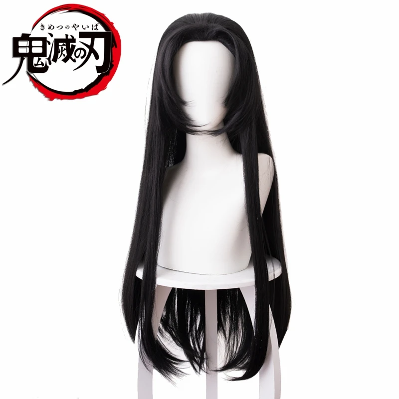 Клинок демона убийца Kochou Kanae косплей парик Kimetsu no Yaiba длинные черные прямые со слабым кончиком синтетические волосы для взрослых Хэллоуин