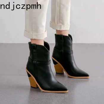 

Women's Boots New winter Color matching fashion Pointed High heel Ankle boots Women's shoes plus size 34-43 Heel Height 9.5cm