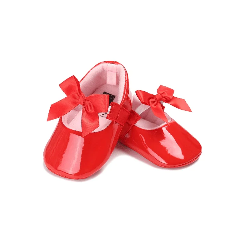 Fashion PU Leather Baby Newborn Baby Bow Cute gold Shoes For Kids Sneakers Infant Crib Shoes