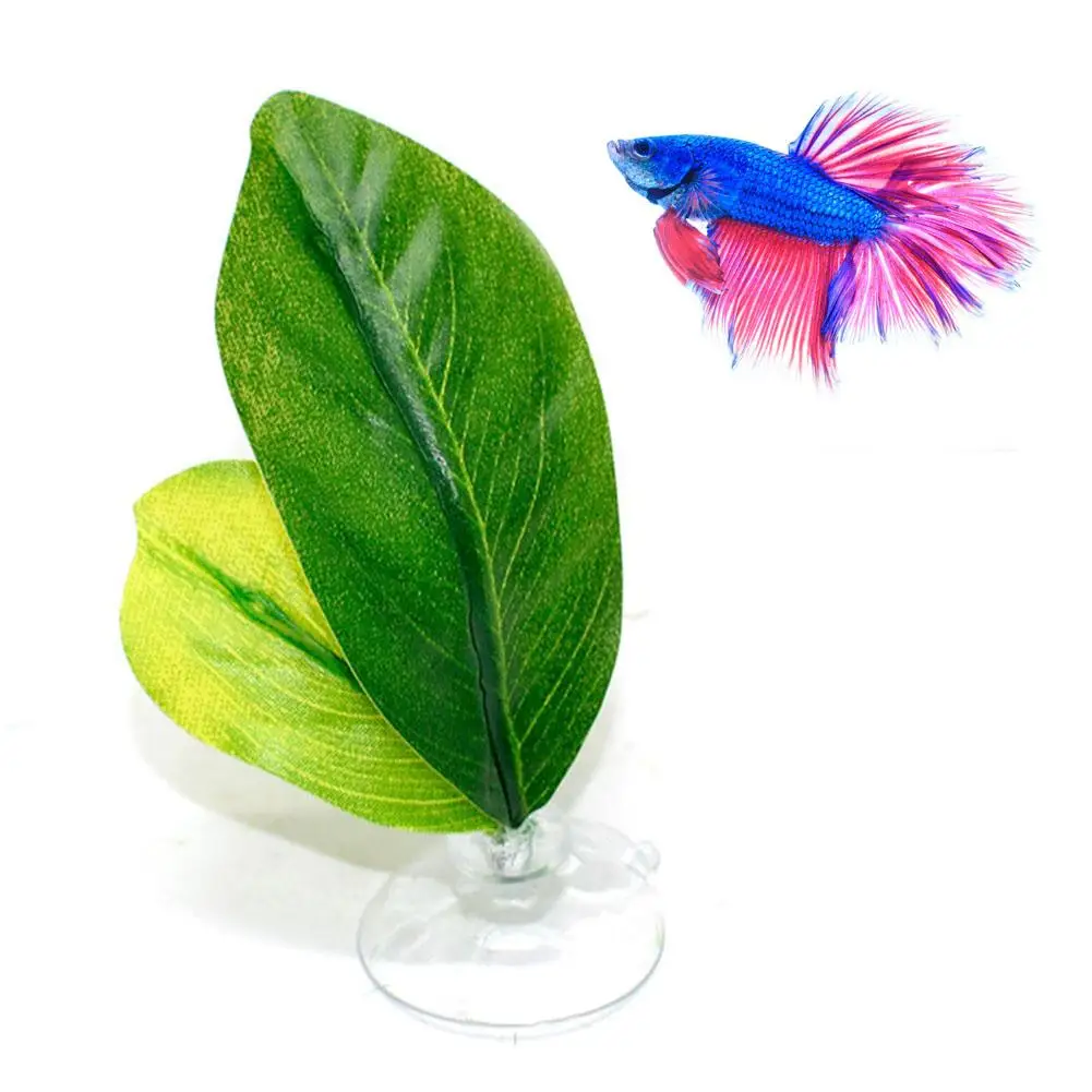 

Fish Betta Plant Leaf Hammock Tropical Fish Leaf Pad Rest Bed Fish Tank Aquarium Spawning Foldable Double Layer Ornamental Leaf