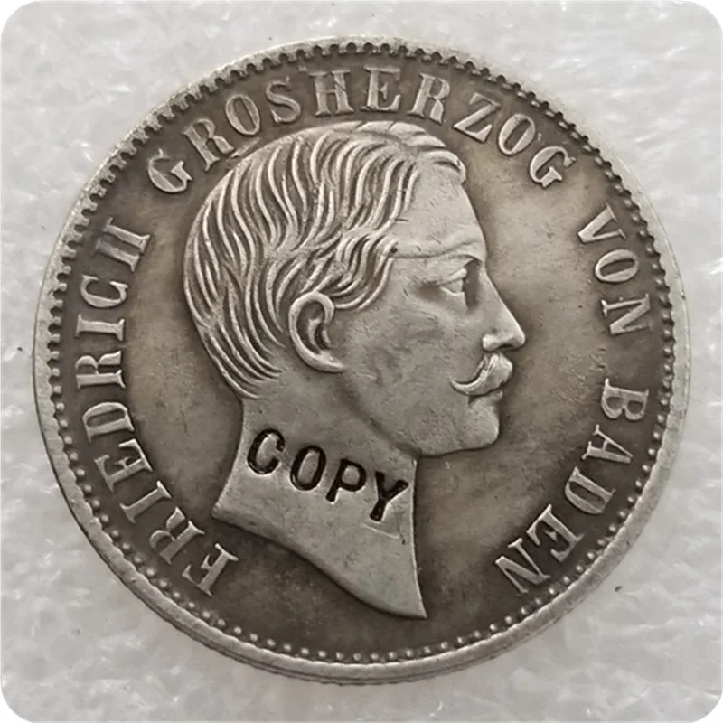 1860 Grand-duchy of Baden (немецкие Штаты) 1/2 гулден-Фридрих я имитация монеты | Дом и сад
