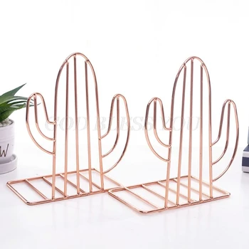 

2PCS/Pair Creative Cactus Shaped Metal Bookends Book Support Stand Desk Organizer Storage Holder Shelf Drop Shipping