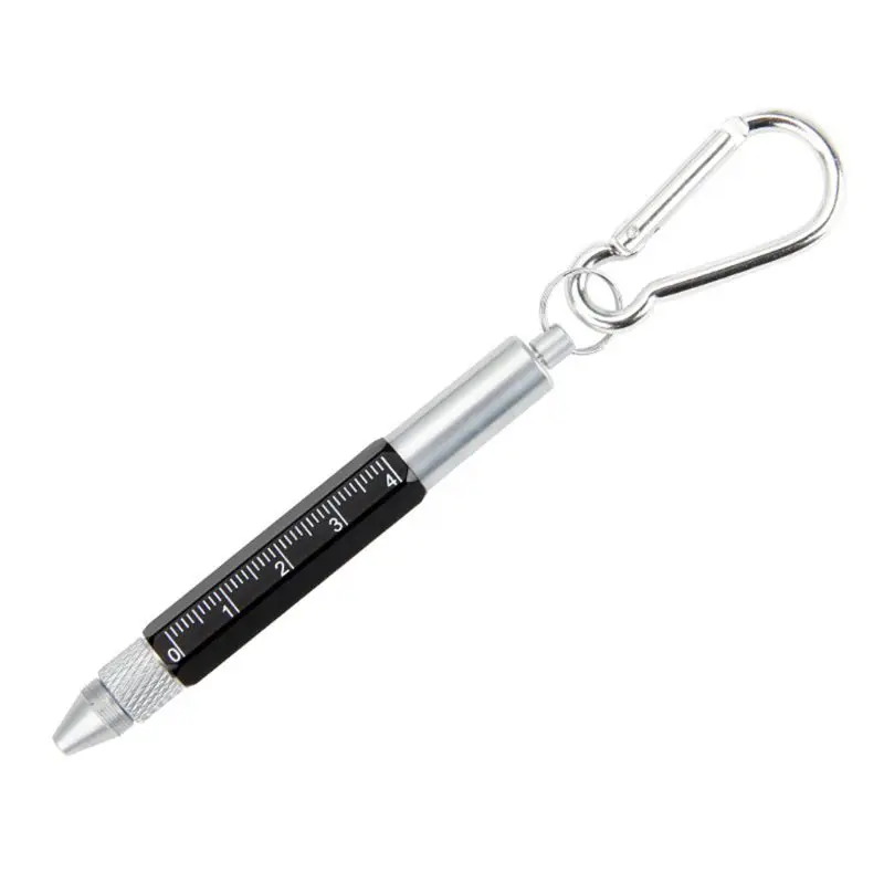 Black-Carabiner Новинка, 6 в 1, многофункциональная отвертка, шкала уровня, сенсорный экран, шариковая ручка, инструмент - Цвет: Black-Carabiner