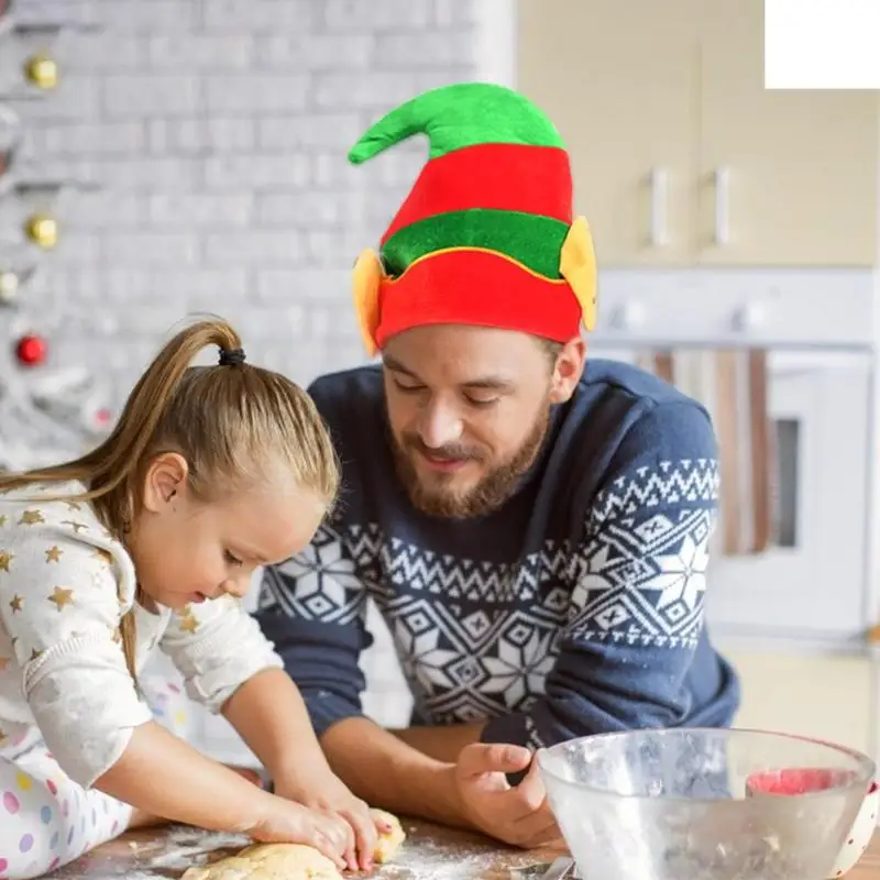 Милый год Рождество Эльф шляпа с ушками плюш красный зеленый полосатый мультфильм фестиваль вечерние декоративные подарок для детей
