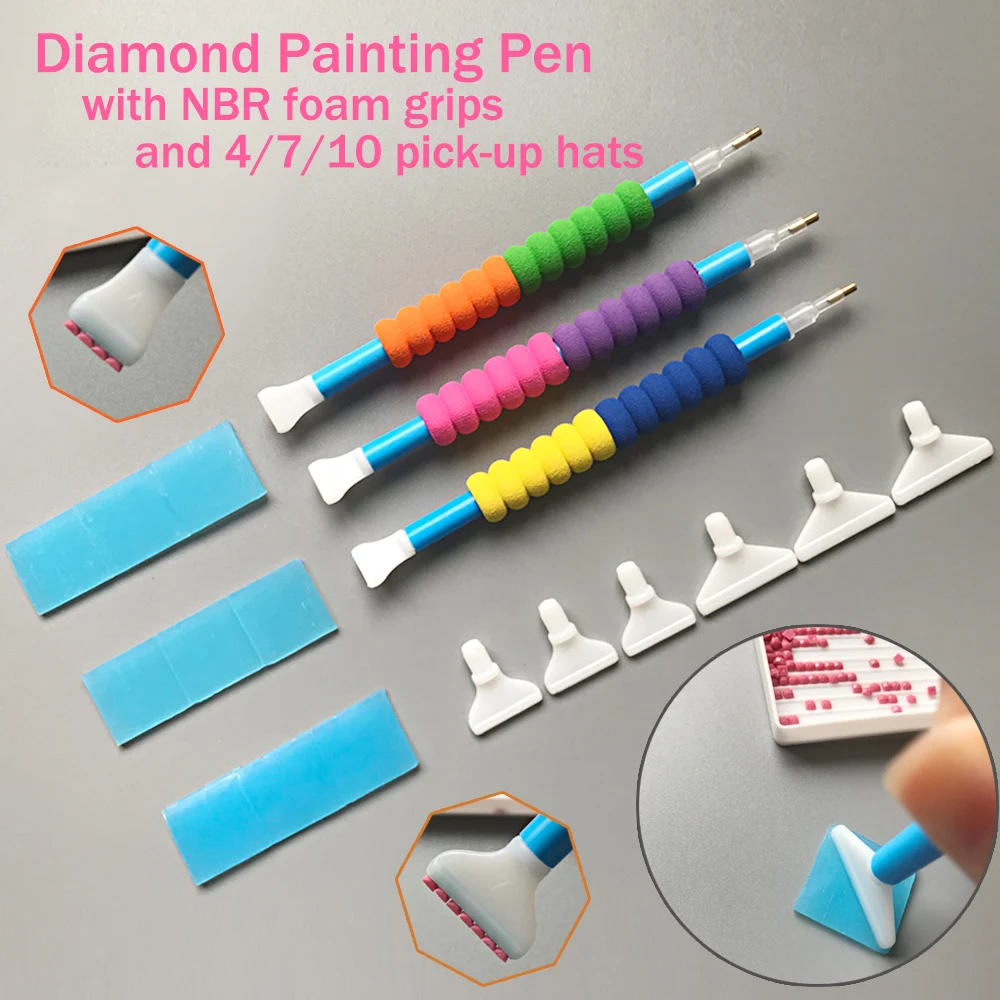 DIY Diamond Painting Kits Point Drill Pen With Sponge Holder with Blue Wax and Pick Up Hat Embroidery Mosaic accessories | Дом и сад