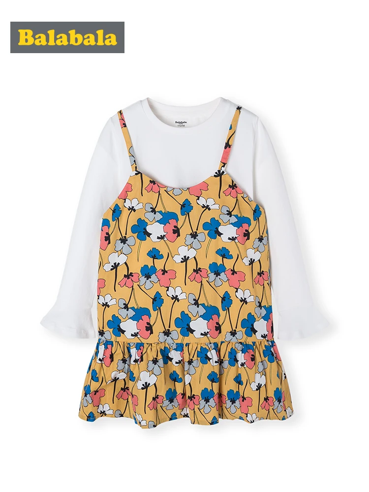 Balabala/детская одежда; платье для девочек; платье принцессы для малышей; осень г.; новые детские хлопковые платья из двух предметов