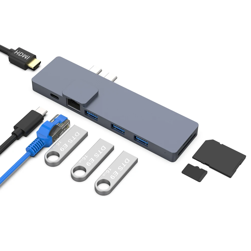 8 в 1 гигабитный Ethernet адаптер Dual Type C концентратор конвертер широкий спектр