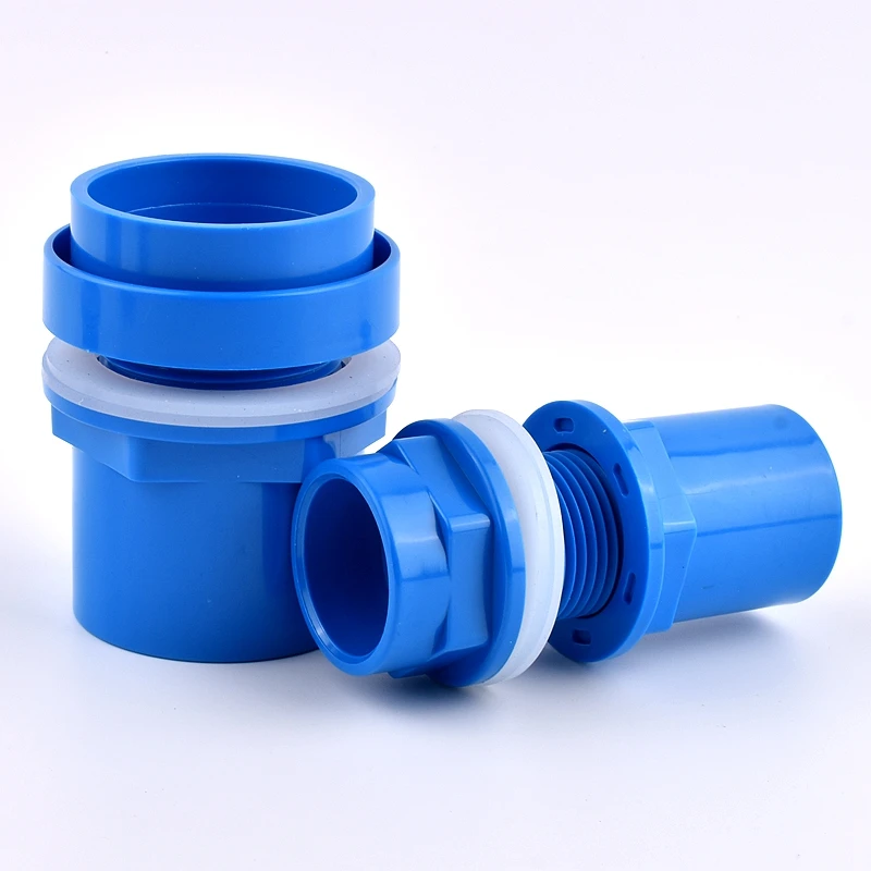 2~20pcs Blue I.D 20~50mm PVC Aquarium Butt Fish Tank Pipe Drainage Connector Thicken UPVC Pipe Drain Adapter Inlet Outlet Joints