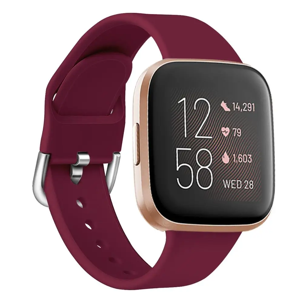 Wine Red Высококачественный чистый цветной Браслет для Fitbit Versa 2/Versa Lite водонепроницаемый сменный мягкий силиконовый ремешок для часов Correa - Цвет: Wine Red