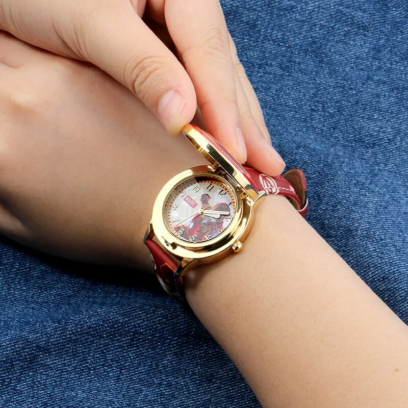 Marvel Iron Man The Avengers Captain America Spider Cartoon Flip Children Disney Quartz Wristwatch Boy Youth Student Teenage Kid