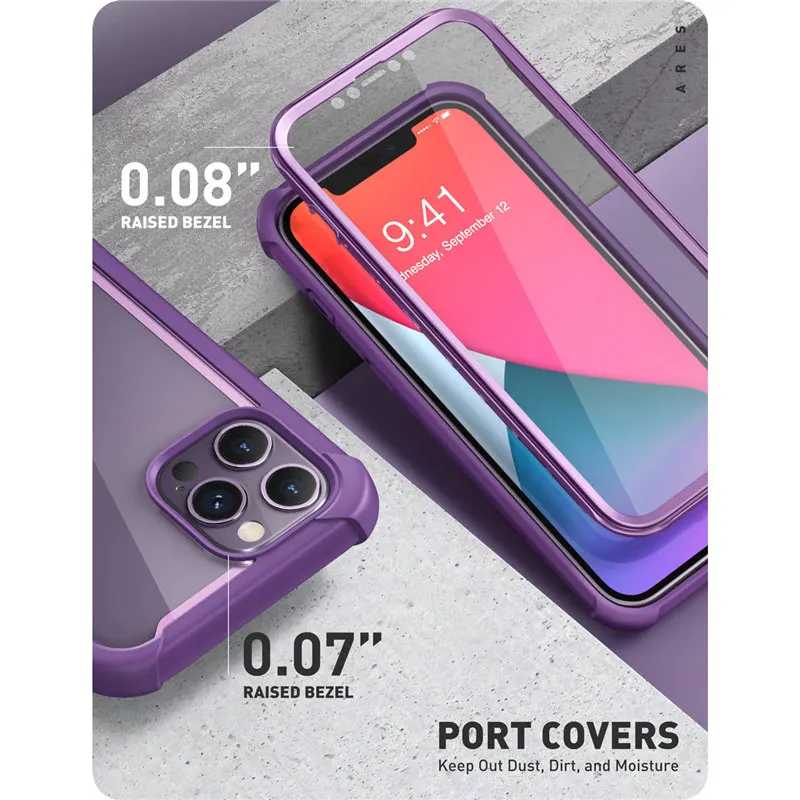 For iPhone 12 Pro Max Case 6.7 (2020 Release) I-BLASON Ares Full-Body Rugged Clear Bumper CoverBuilt-in Screen Prote