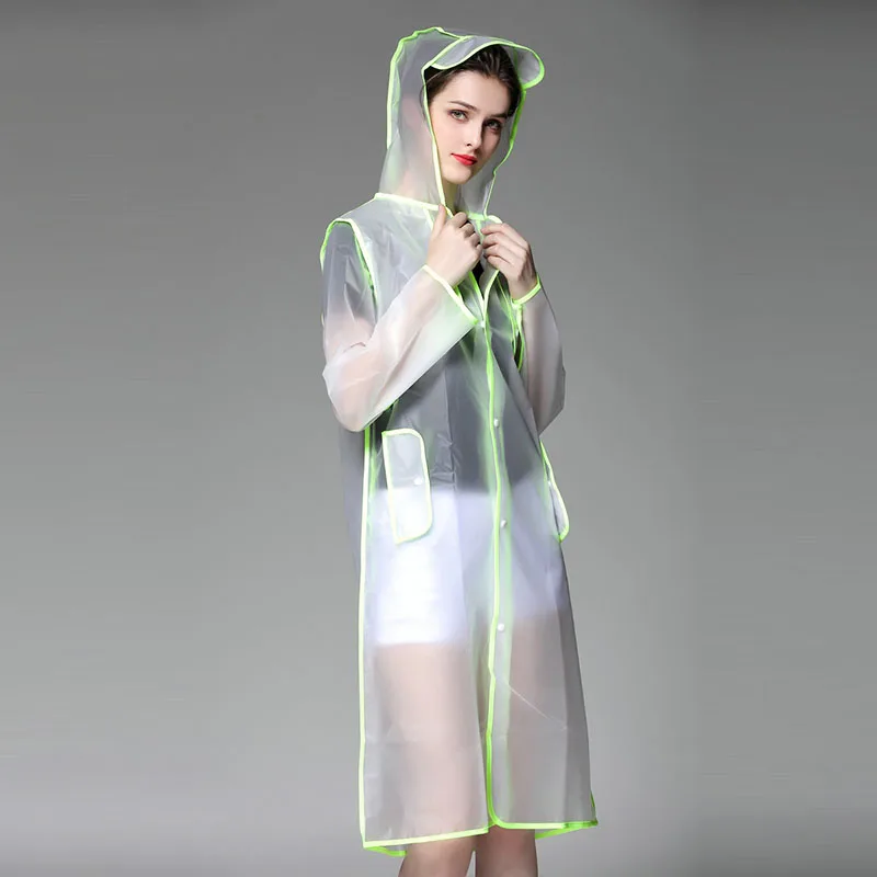 Long Hooded Raincoat For Women Waterproof Rain Coat Camping Transparent Cloak Adult Costume camping Men Travel Raincoats | Дом и сад