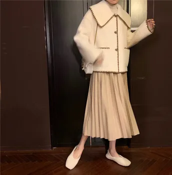 

2019 New Blends Woolens Overcoat Female Coat Autumn Winter Ladies Coats And Jackets Women Plus size Women's Wool Coats Tops 0186