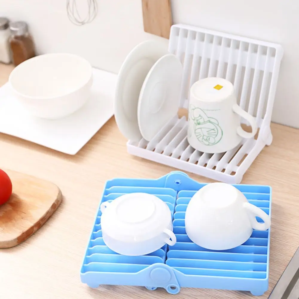 Plastic Folding Dish Drying Rack Storage Holder Plate Drainer Rack Organizer Collection Shelf Accessories Kitchen Tools