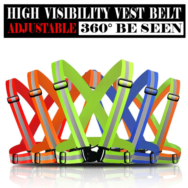 

Adjustable Safety Security High Visibility Reflective Vest Gear Stripes Jacket For Night Running Motorcycle Riding