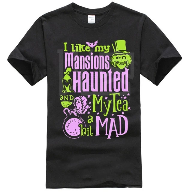 Футболка с надписью i like my mansions and haunted tea a bit mad ha хлопковая Удобная винтажная