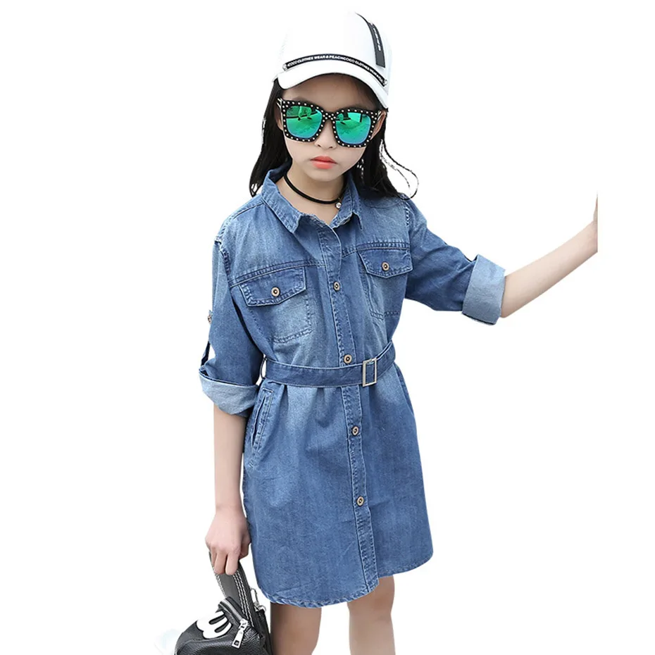 Girls Dress Denim Girls Party Dress Kids Casual Style Children's Dress