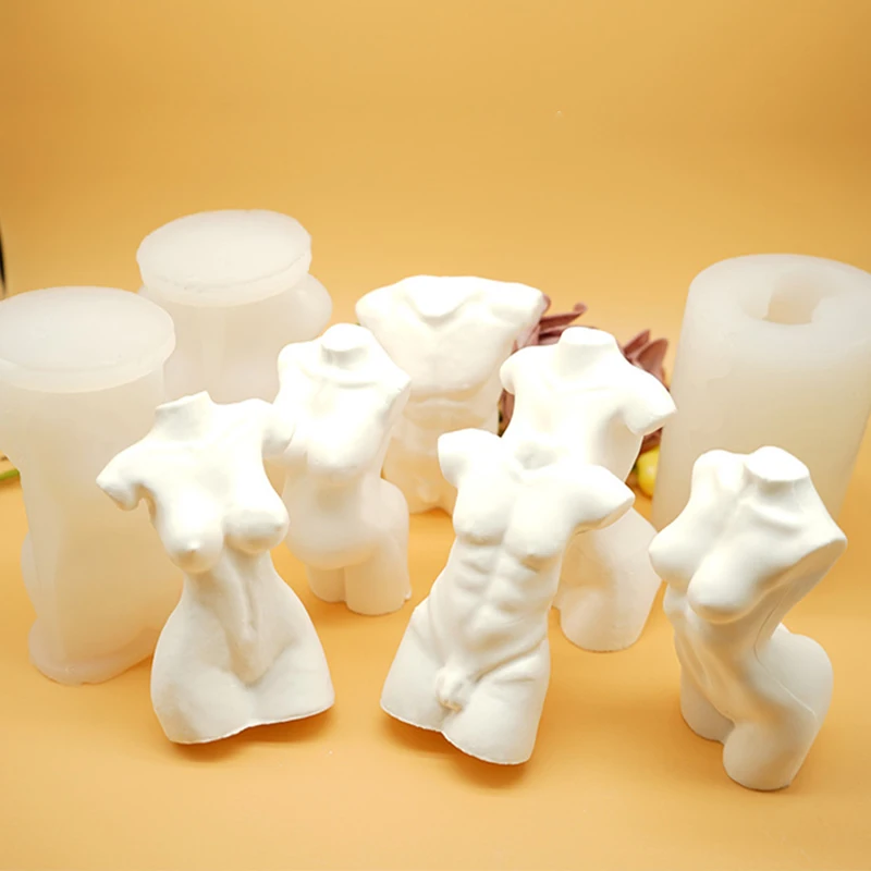 3D DIY Chocolate Cake Body Candle Mold Silicone Wax Mould Male and