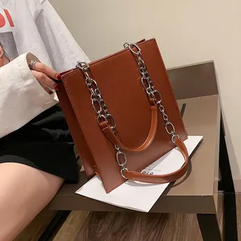 

Simple Pu Solid Women's Shoulder Bags Fashion Large Capacity Design Chain Women Purses And Handbags High Quality Shoulder bag