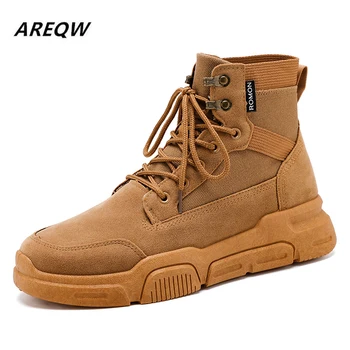 

2019 Spring and Autumn Canvas High To Help Comfortable Men's Casual Shoes Fashion Flat Bottom Breathable Wear-resistant Fashion