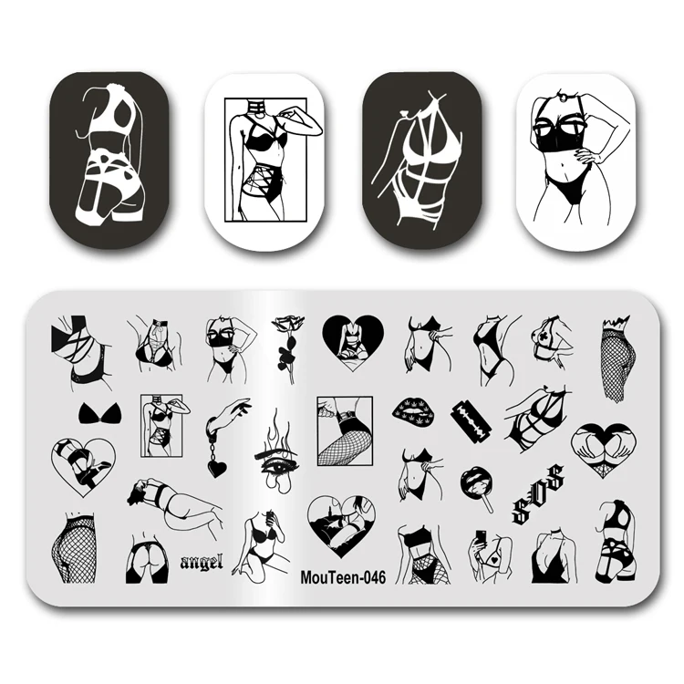 For Nail Stamp MouTeen055 Crack Snake Broken Bottle Eye Nail Stamping Plates Manicure Set For Nail Art Stamper 2