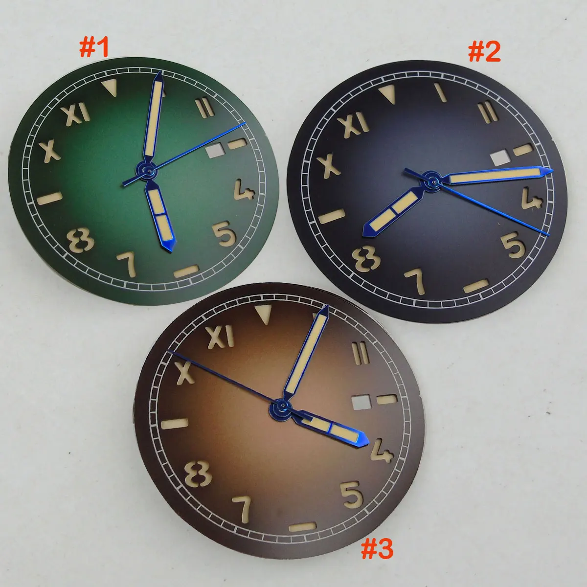 

36mm Sterile California Watch Dial+Hands Sandwich Faces For Miyota8215/821A Mingzhu2813/3804 ST1612 Gradient Black/Brown/Green