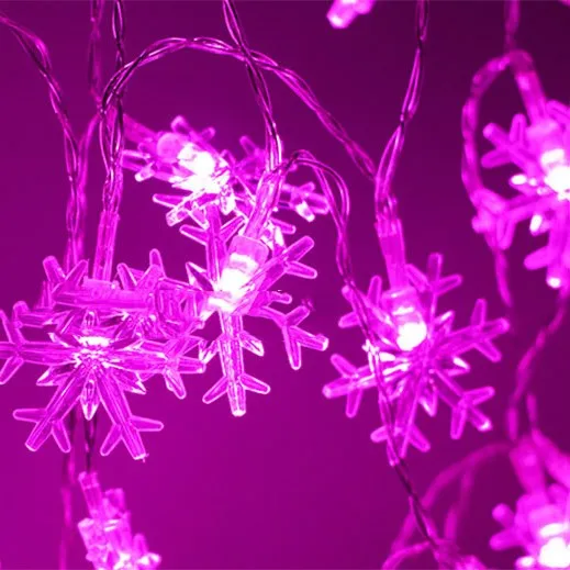 Светодиодный гирлянда для отдыха с изображением снежинок светящиеся Гирлянды Висячие украшения для рождественской елки вечерние украшения для дома с утолщённой меховой опушкой, подарок - Цвет: pink